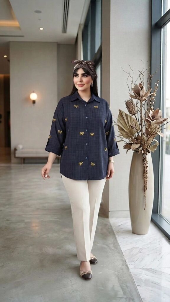 شومیز گلدوزی پاپیون